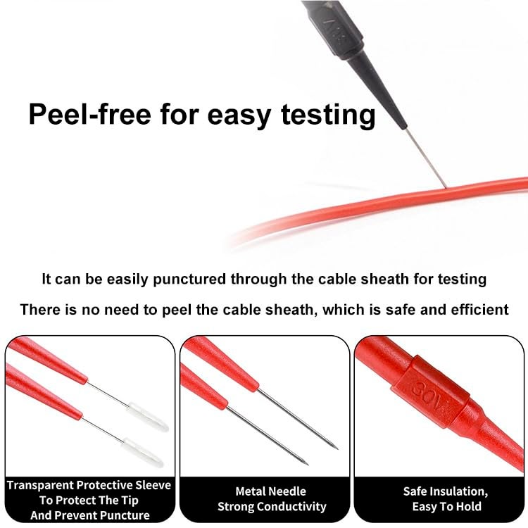 CNHIDEE 10PCS Back Probe Kit with 4mm Banana Socket (0.7mm Needle) | Non-Destructive Wire Piercing Probes Pin for Car Tester & Automotive Testing Tools Multimeter Tester (Red-Black) - Image 3